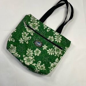 Hawaii‎ Spirit Beach Tote Bag Green Hibiscus Floral Sea Turtle Travel 16x13
